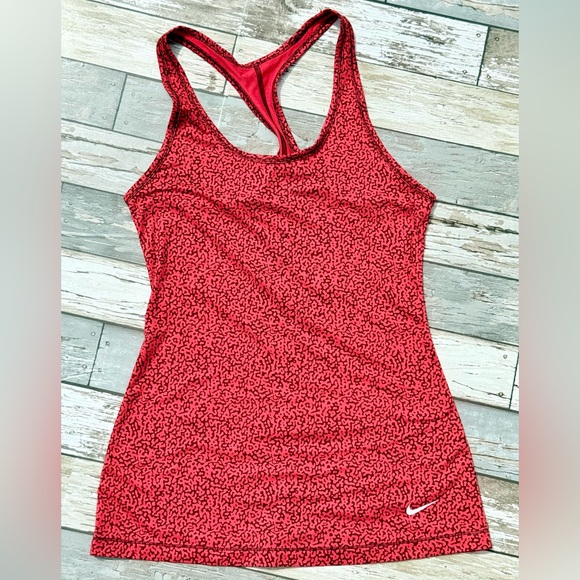 Nike Dri Fit Slim Fit Red Black Tank -Sz Sm - Picture 1 of 6